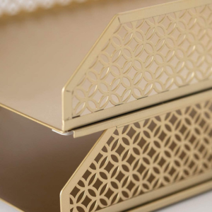Gold Desk Organizer Stackable Paper Tray - Image 2
